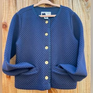 JANIE AND JACK Girl cardigan, 5-6 T in dark blue color.